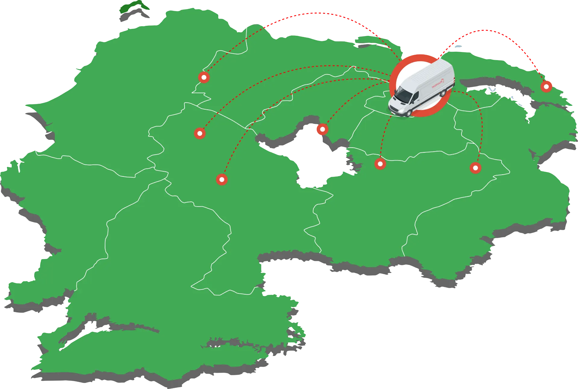 map of delivery route in northern ireland